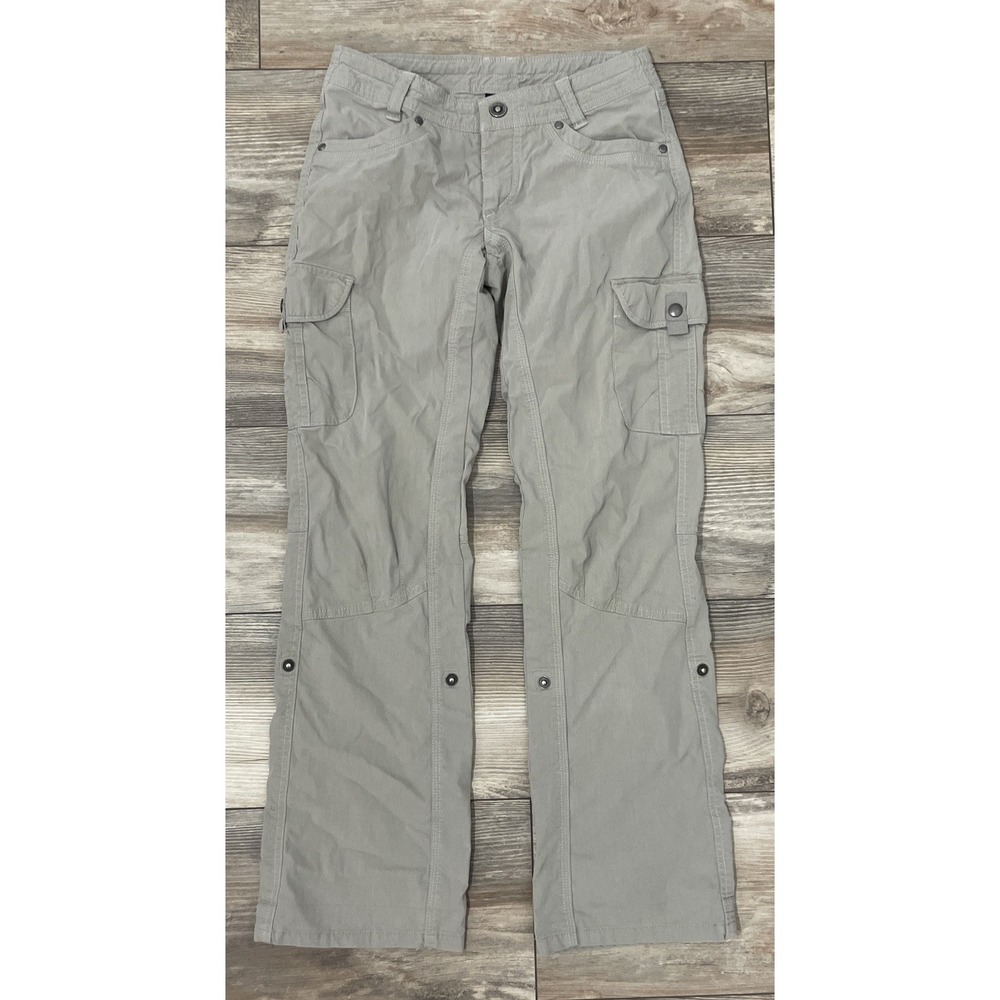 KÜHL Convertible Cargo Pants Light Gray Hiking Utility Snap Capris Women’s